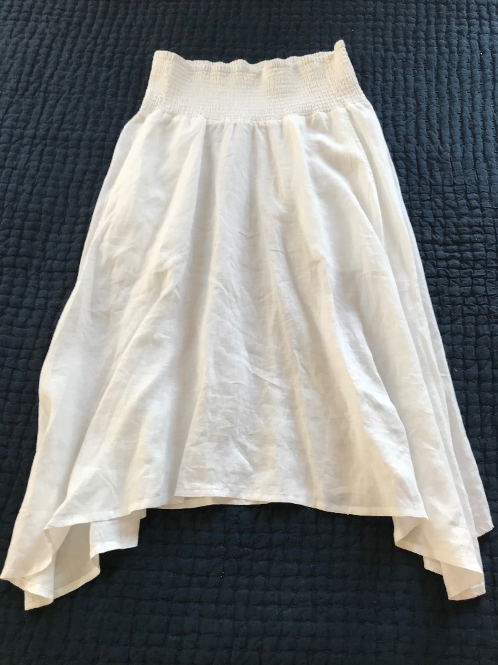 EILEEN FISHER White Organic Linen Asymmetrical Midi Maxi Handkerchief Skirt Sz M